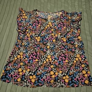 Vibrant Floral Blouse - Black and Multicolor
